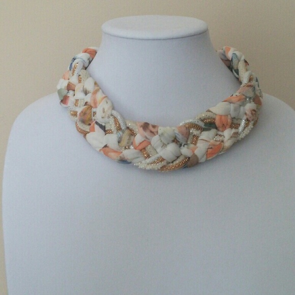 Floral Print Bib Necklace