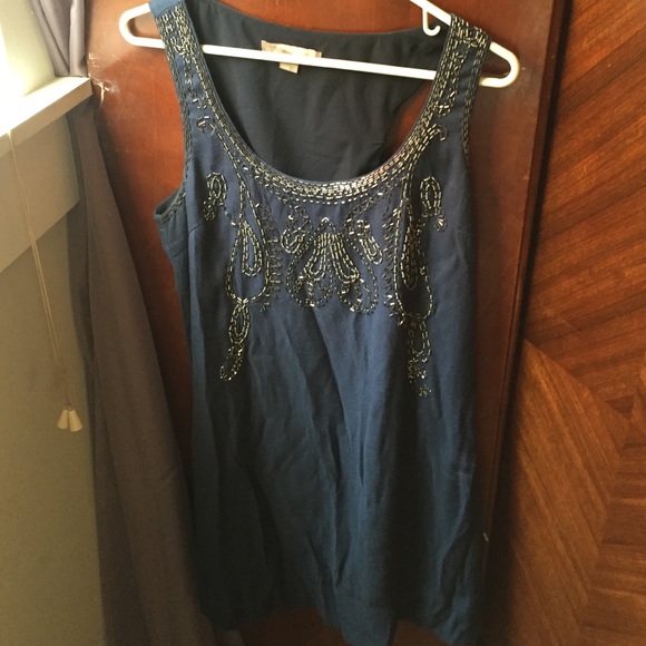 Dark blue flapper style dress with beading