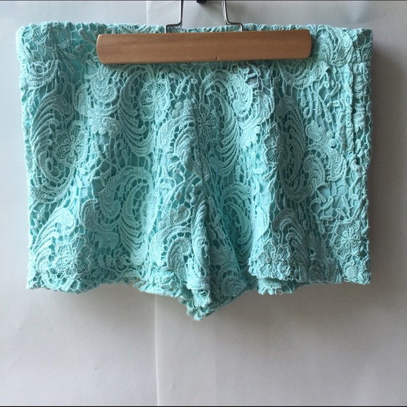 Blue Rain Turquoise Lace Shorts