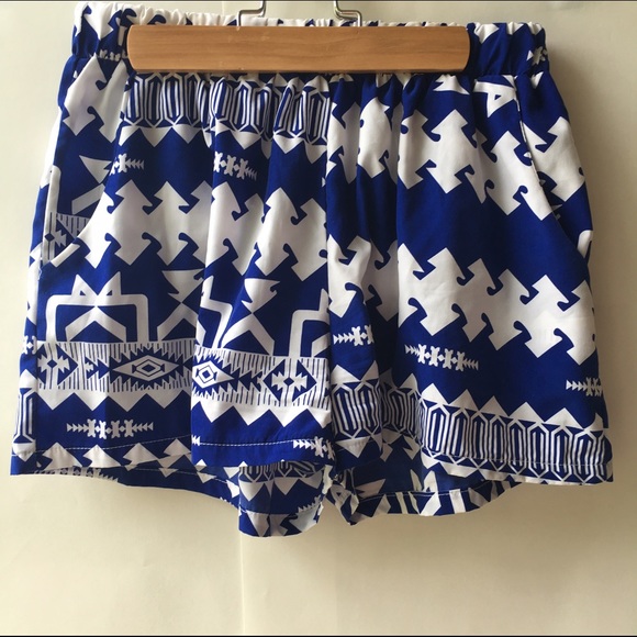 Tyche Blue Patterned Shorts