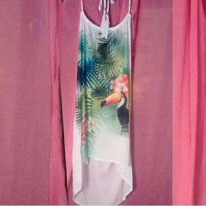 Hawaiian Dress Cover Up with Hibiscus and Toucan