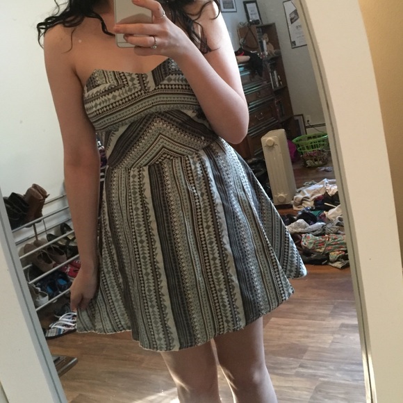 Light blue, grey and black Aztec patterned dress. - Picture 1 of 3