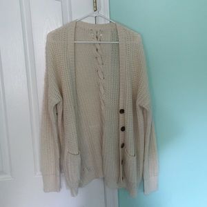 Cream cable-knit cardigan!