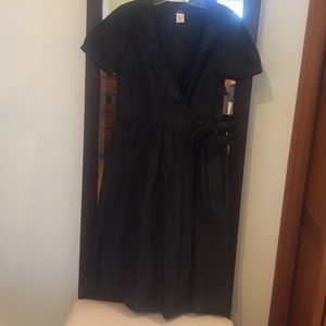 Jcrew black ruffle wrap dress