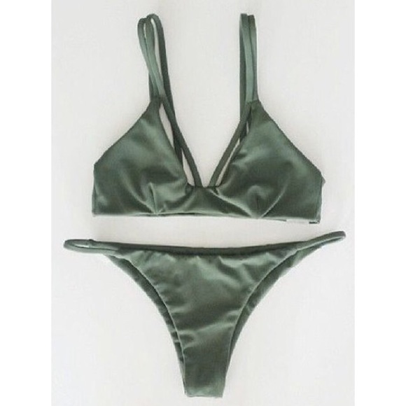 Alluring Olive Green Bikini Set
