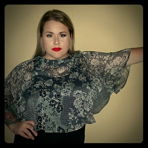Black & lace sheer styled top