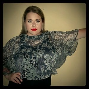 Black & lace sheer styled top