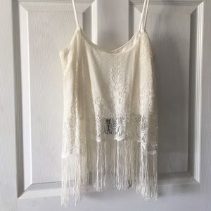 Lace fringe crop top
