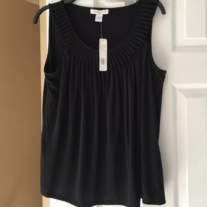 August Silk black tunic with sheared neckline
