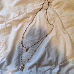 Double chain rosary style necklace