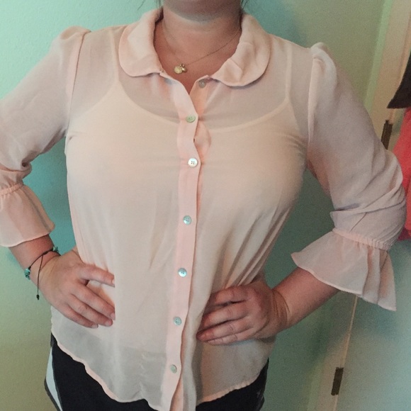 Peach button up blouse