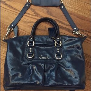 Authentic shiny blue leather Coach purse