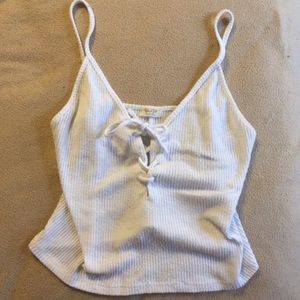 Brandy Melville white ribbed bethany tank lace up