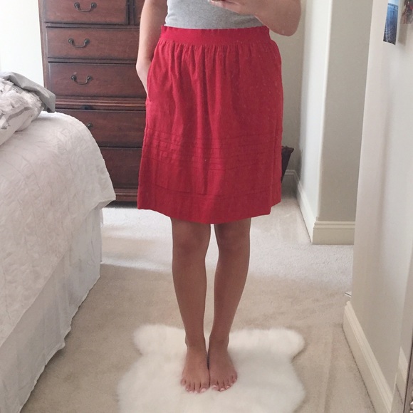 Anthropologie Red Skirt