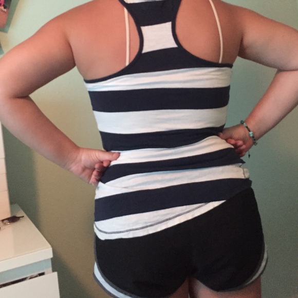 Navy blue and white striped tank - Picture 2 of 2