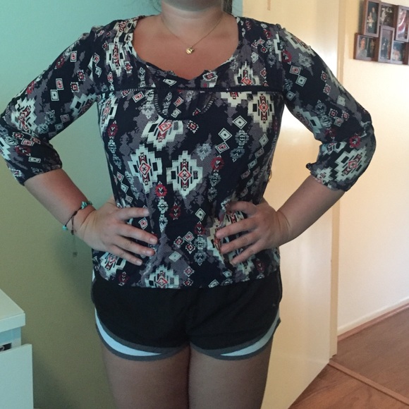 Navy blue Aztec blouse