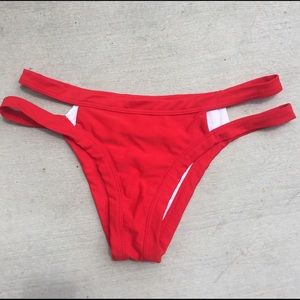 Nasty Gal Red Strappy Cheeky Bikini Bottom