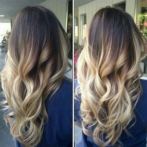 Ombre Full Head Clip In Extension Brown Blonde!!