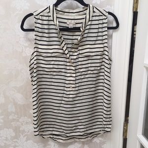 J Crew Stripped Silk Sleeveless Blouse