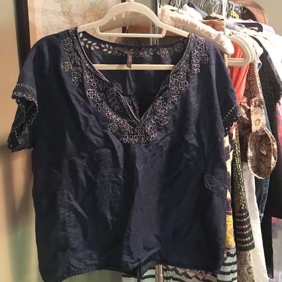 Price Drop! BCBG silk top with embroidery