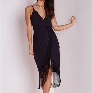MISSGUIDED!!!Crepe strappy tassel hem dress