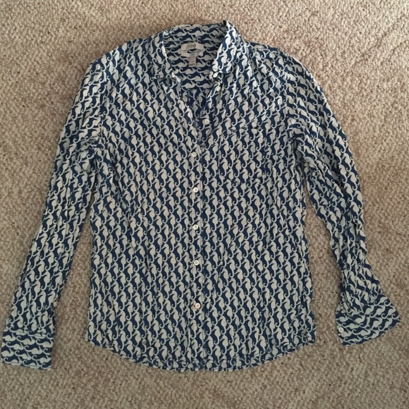 J. Crew seahorse denim button down