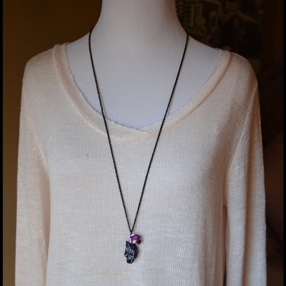 Betsey Johnson Floral Skull Necklace - Picture 2 of 3