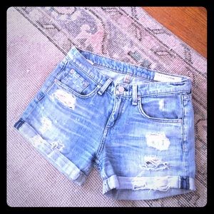 Ripped rag and bone jean shorts