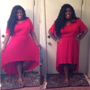 Red high-low dress, Plus