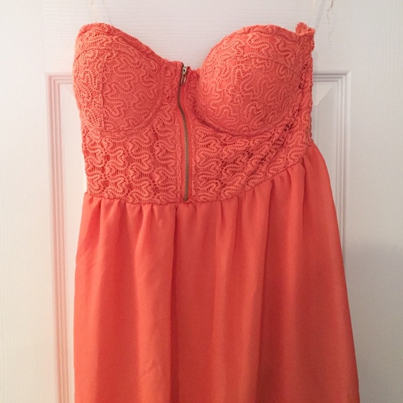 Wet Seal Dresses & Skirts - Coral Strapless High-Low dress