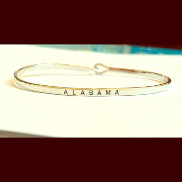 Thin Silver Alabama State Bracelet