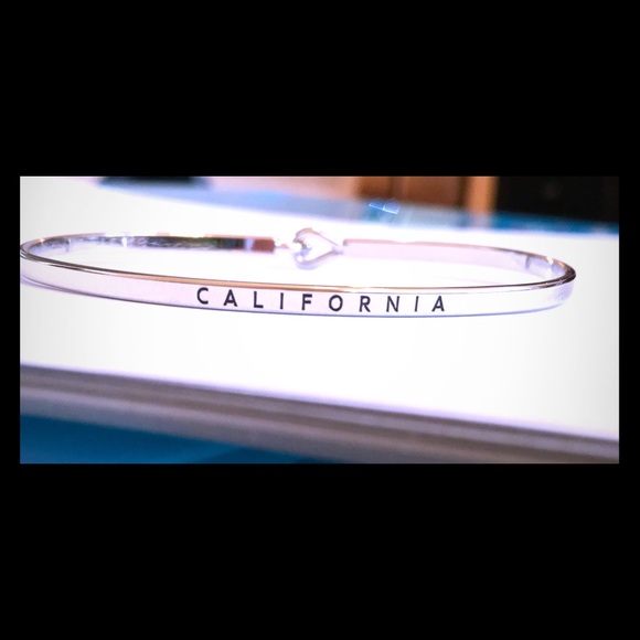 Thin Silver California State Bracelet