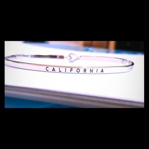 Thin Silver California State Bracelet