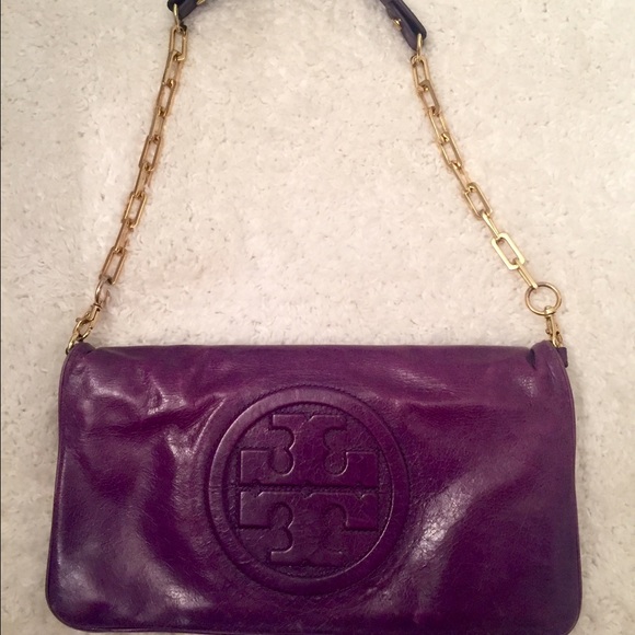 Tory Burch purple fold-over bag