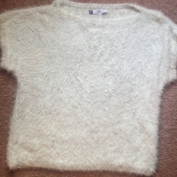 Jennifer Lopez off white/silver threaded sweater