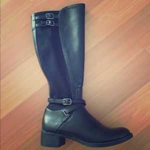Leather wide calf boots