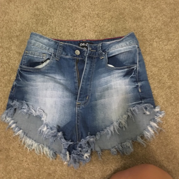 High waisted jean shorts