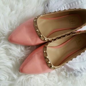 Shoes - Lighy Pink Studded Flats Shoes - Lighy Pink Studded Flats