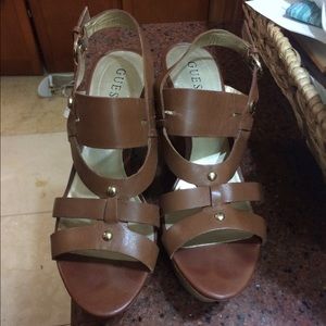 Guess brown & cork wedges