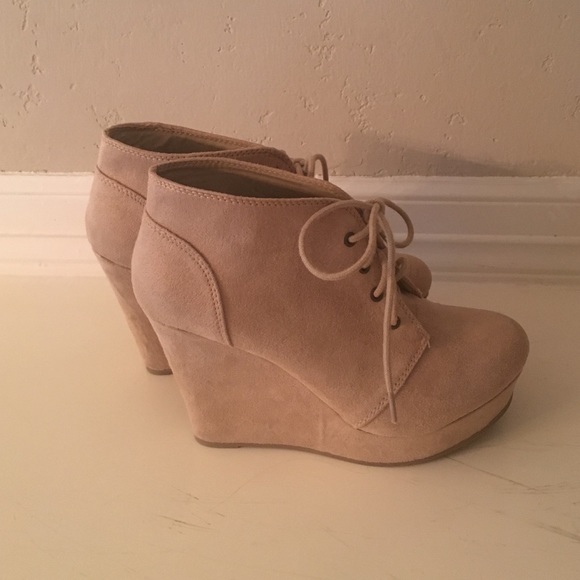 Suede Platform Wedge Booties - Picture 2 of 3