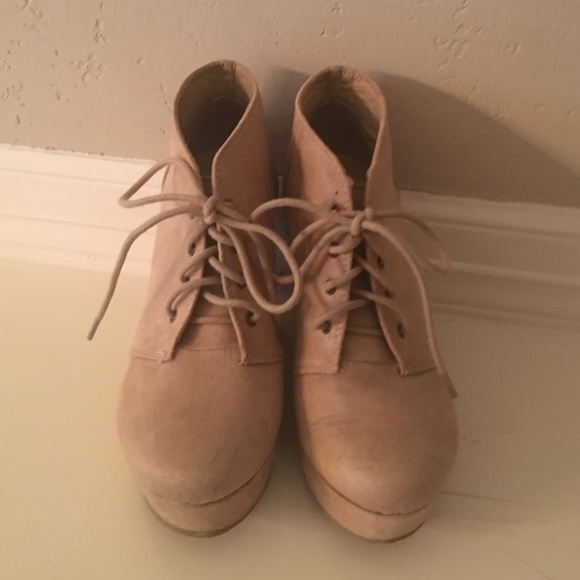 Suede Platform Wedge Booties - Picture 3 of 3