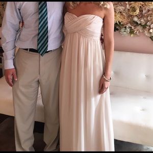 Bill Levkoff champagne bridesmaid dress 1121