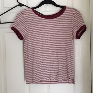 American Eagle Pink stripped Tee