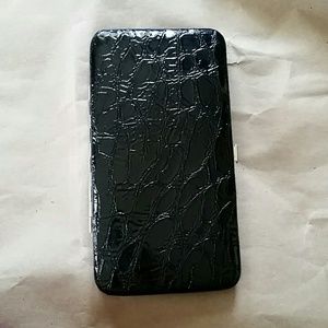 Black snap button wallet