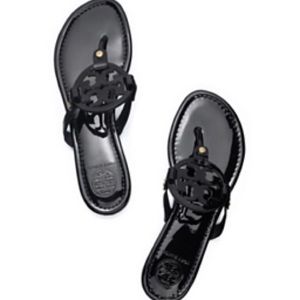 Tory Burch Black Patent Size 8 Flip Flops