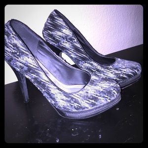 Silver & black sequin BKE heels