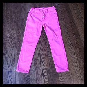 Hot pink high waisted cropped jeans