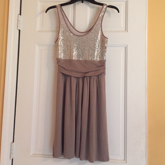 Tan sequin dress