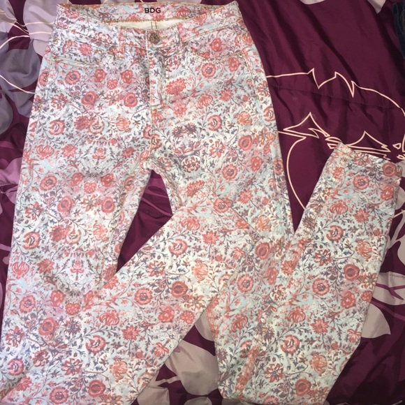 High waisted floral skinny jeans