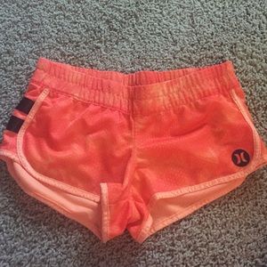 Neon orange Hurley workout shorts